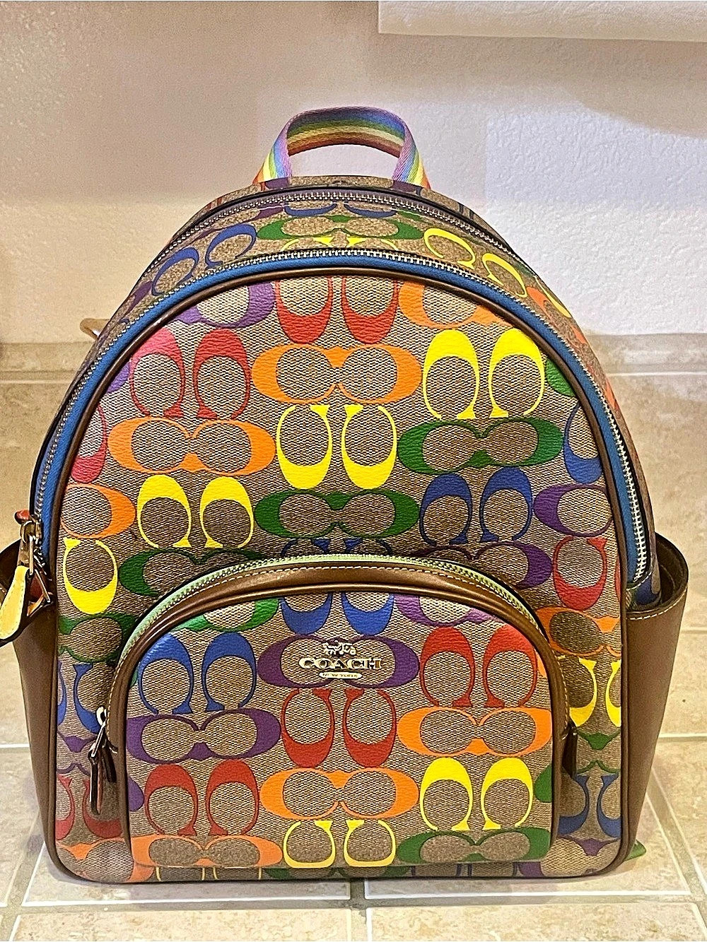 Coach Mini Court Backpack in Rainbow Signature Canvas Rainbow Signature Canvas